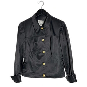 Sunny Choi Black Sateen Jacket with Gold Button Size 6